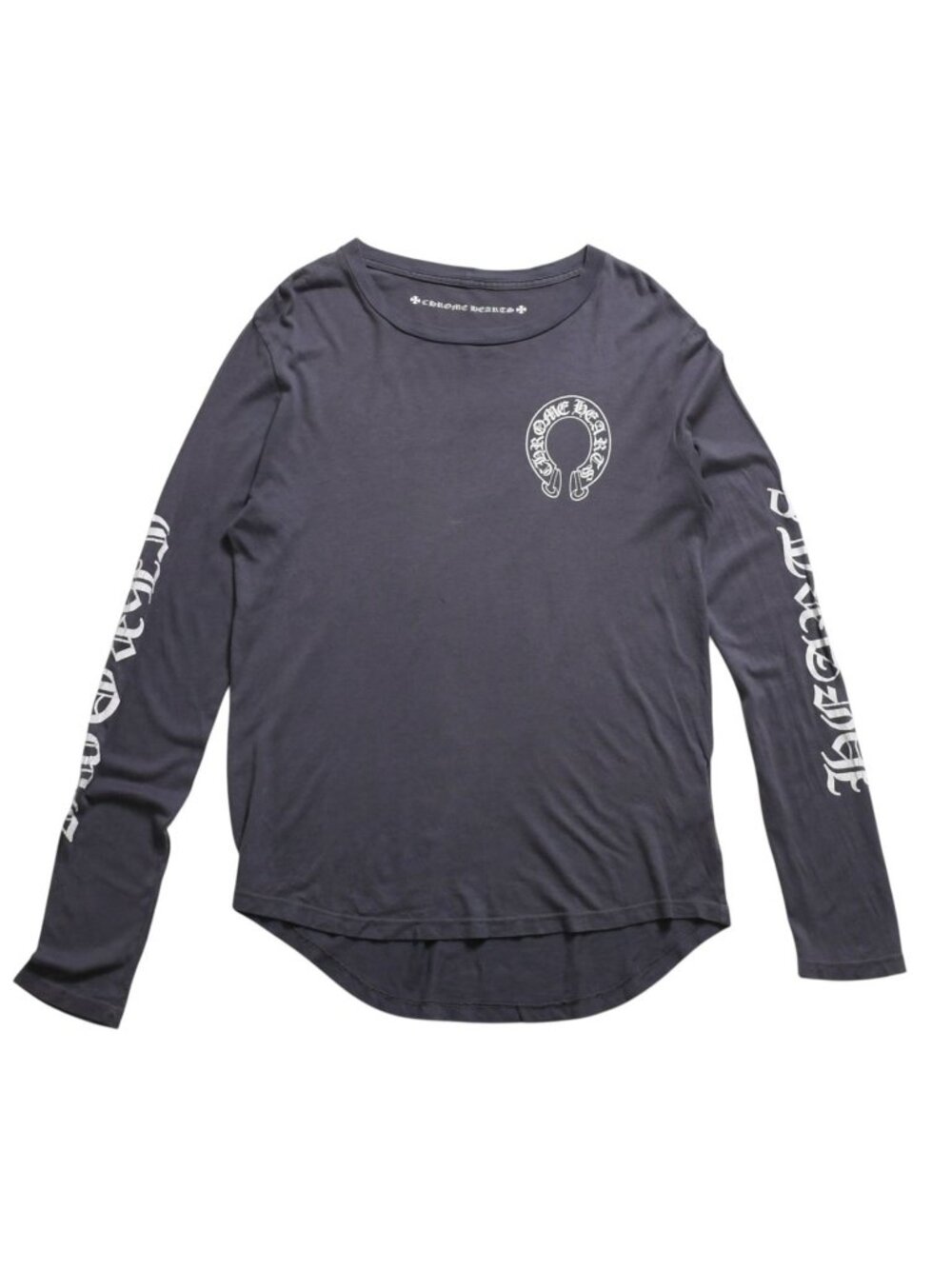 Chrome Hearts Long Sleeve Top Gray Horseshoe Logo Scroll Label